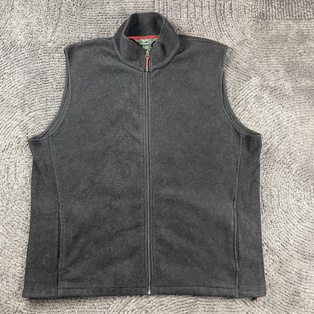 Woolrich Woolen Mills Black Men's Full-Zip Fleece Vest 2XL Outdoor Layering
